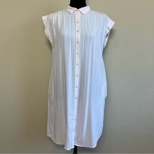 LOFT dress women medium sleeveless striped collared button down mini pink